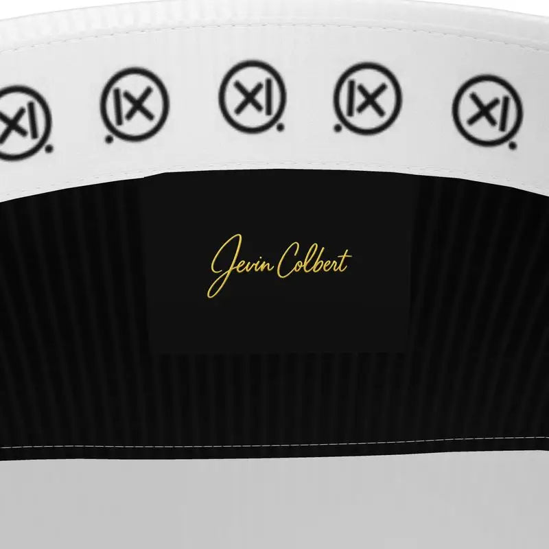 Dress shirt interior label area, white collar trim and black panel with gold logo