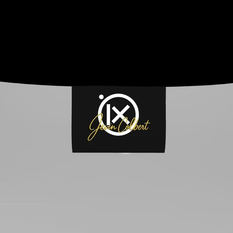 Black Jevin Colbert logo label at sweater hem