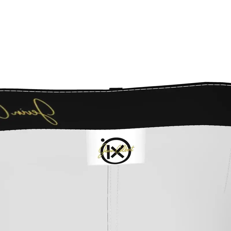 Jevin Colbert logo patch on black denim maxi skirt waistband with belt loops