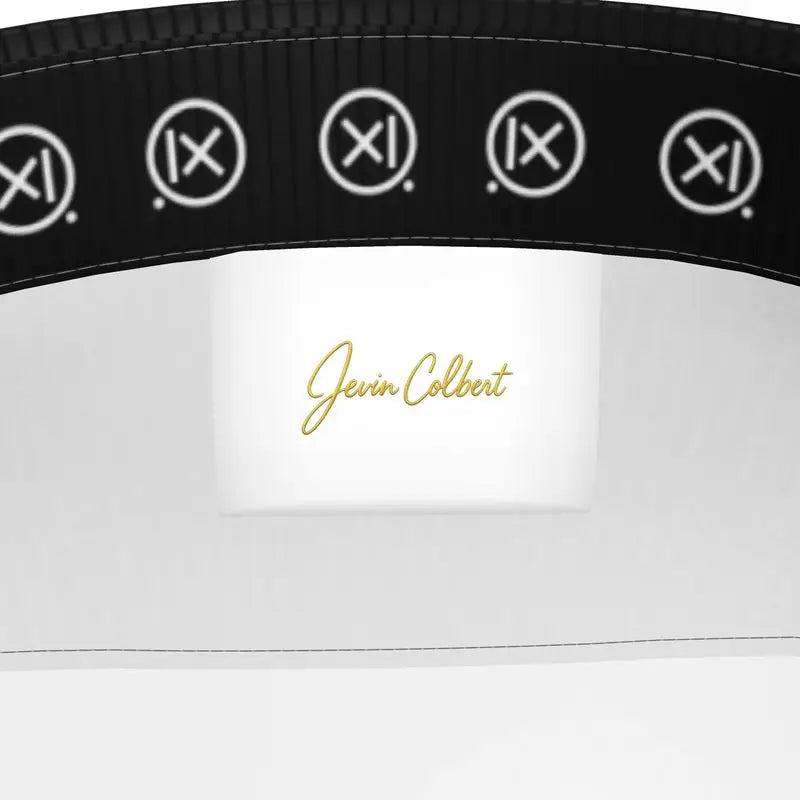 Men's short sleeve dress shirt neckline label, Jevin Colbert logo on white