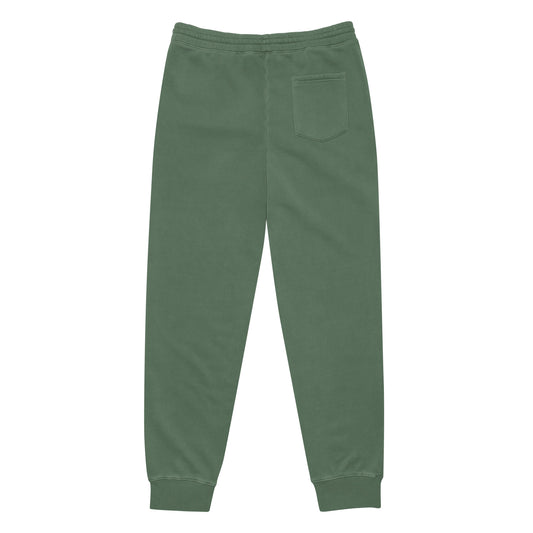 Vintage pigment sweatpants in green, relaxed straight legs, elastic waistband, back pocket