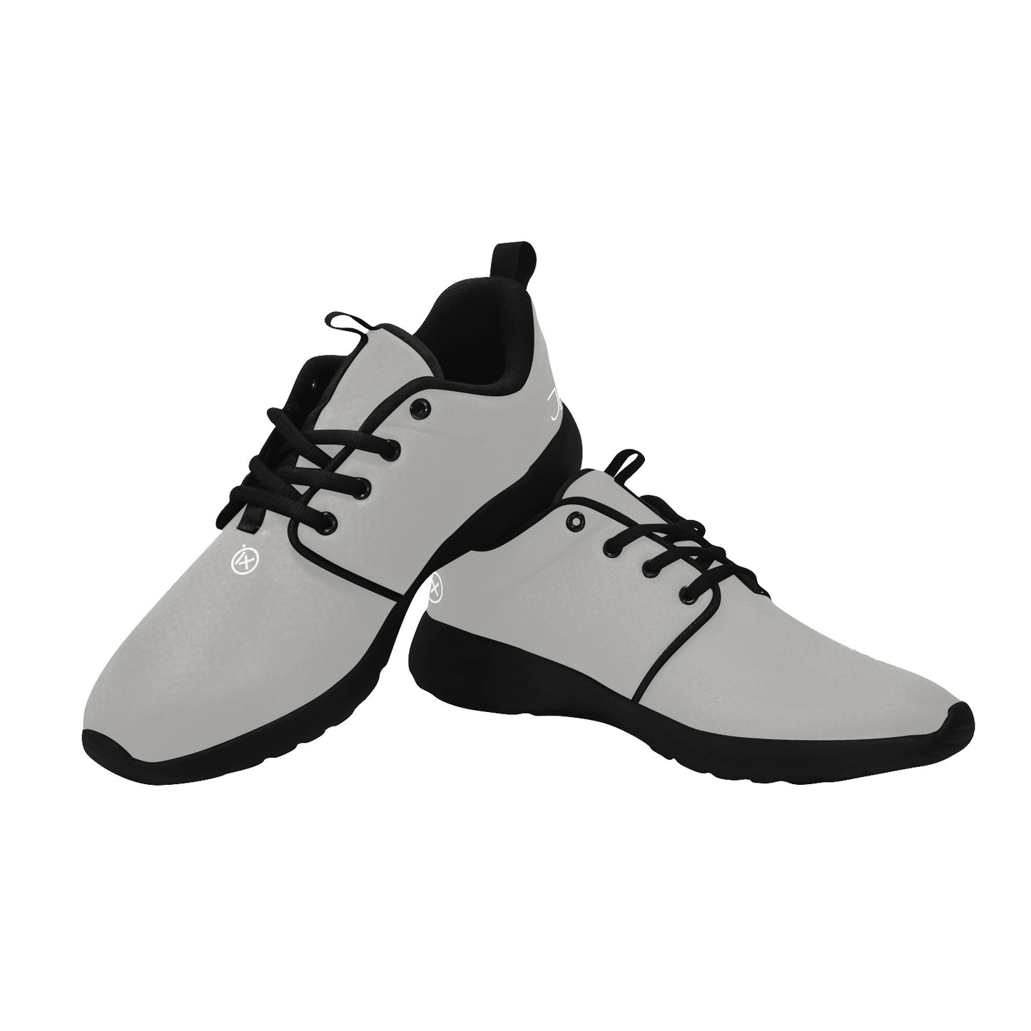 Men's core runner sneakers, light gray with black side panels and black rubber sole