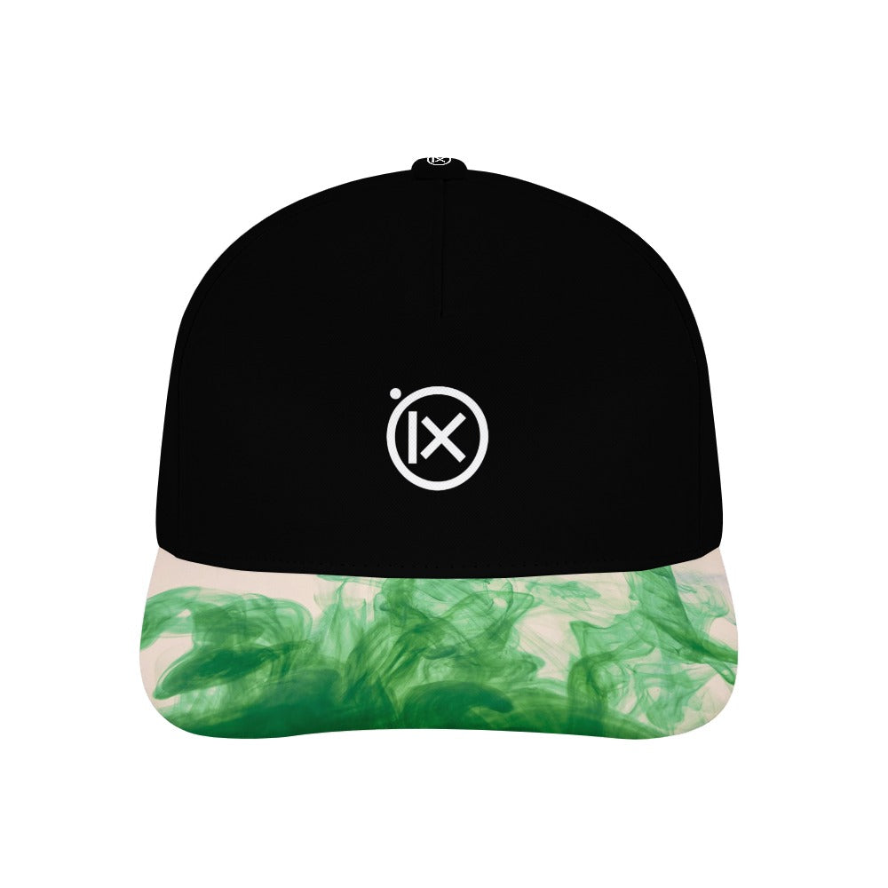Black cap with green camo brim, Ix logo front