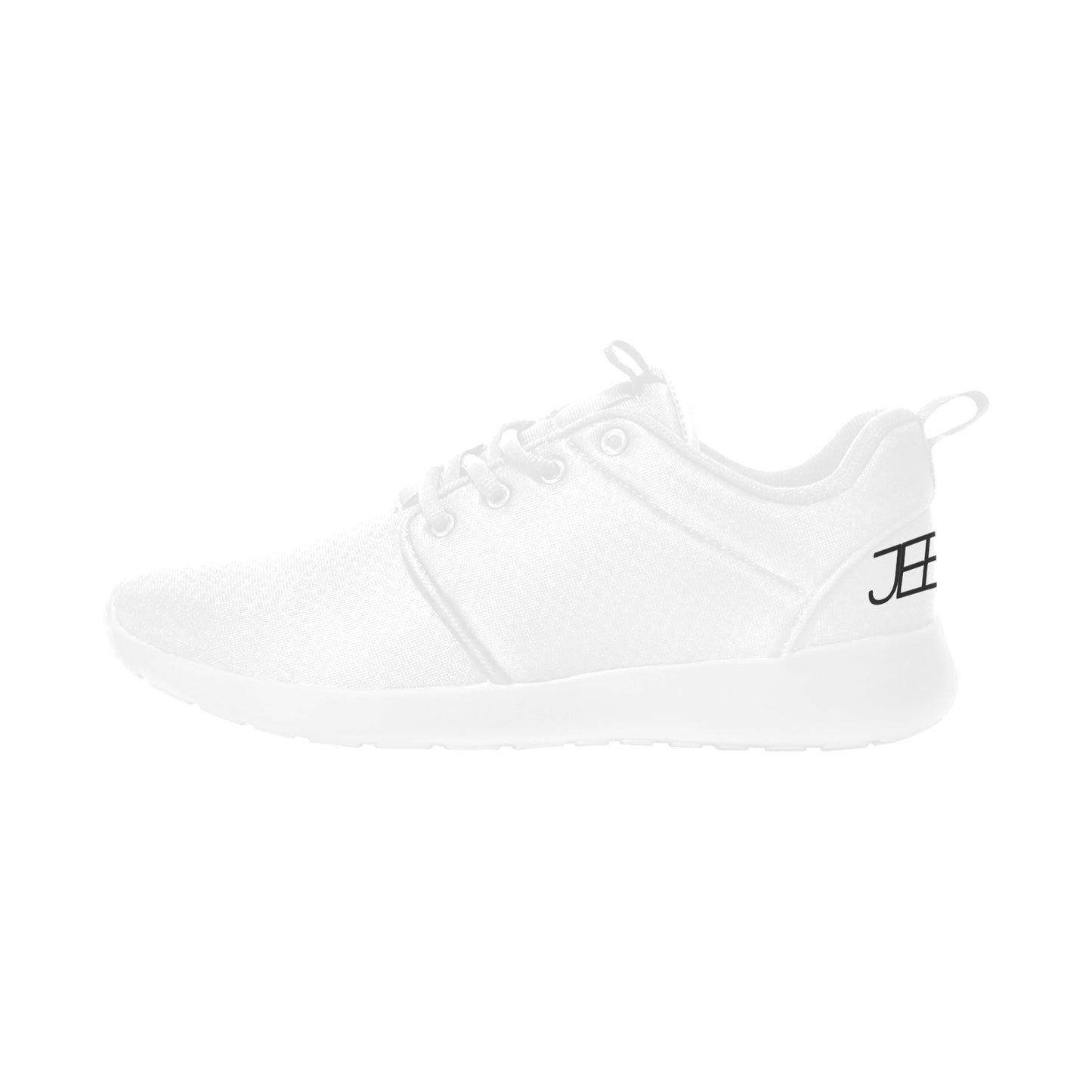 Men's core runner sneakers, white side profile with lace-up closure and low cut