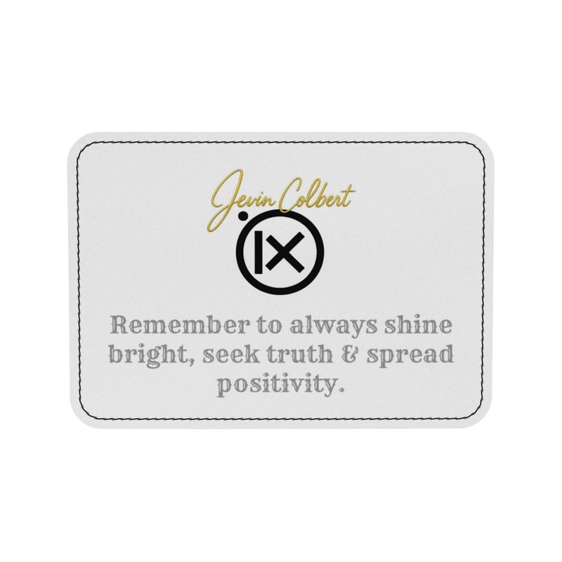 Mini duffle bag interior patch, Jerin Colbert logo and inspirational quote