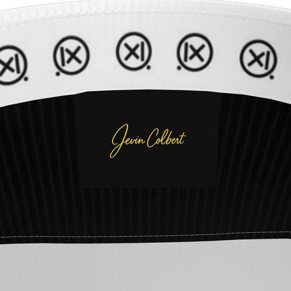 Dress shirt interior label area, white collar trim and black panel with gold logo