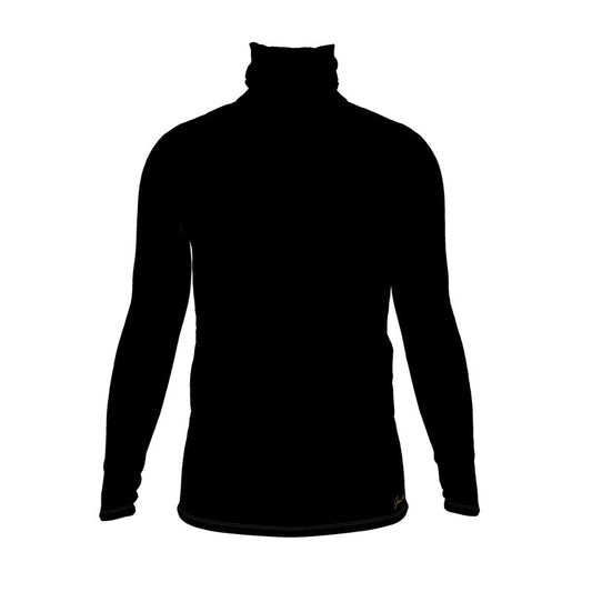 Men's black roll-neck sweater with long sleeves, close fit