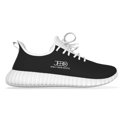 JEBO performance trainer sneaker, black upper with white laces and white ribbed sole