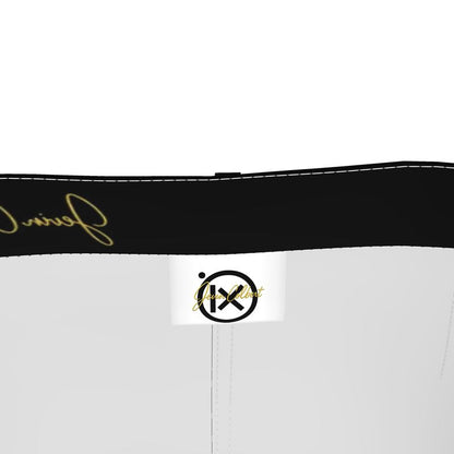 Jevin Colbert logo patch on black denim maxi skirt waistband with belt loops