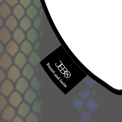 Resort and Swim label on black neck trim