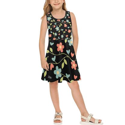 JEBO Kids Girls' Floral Heart Sundress