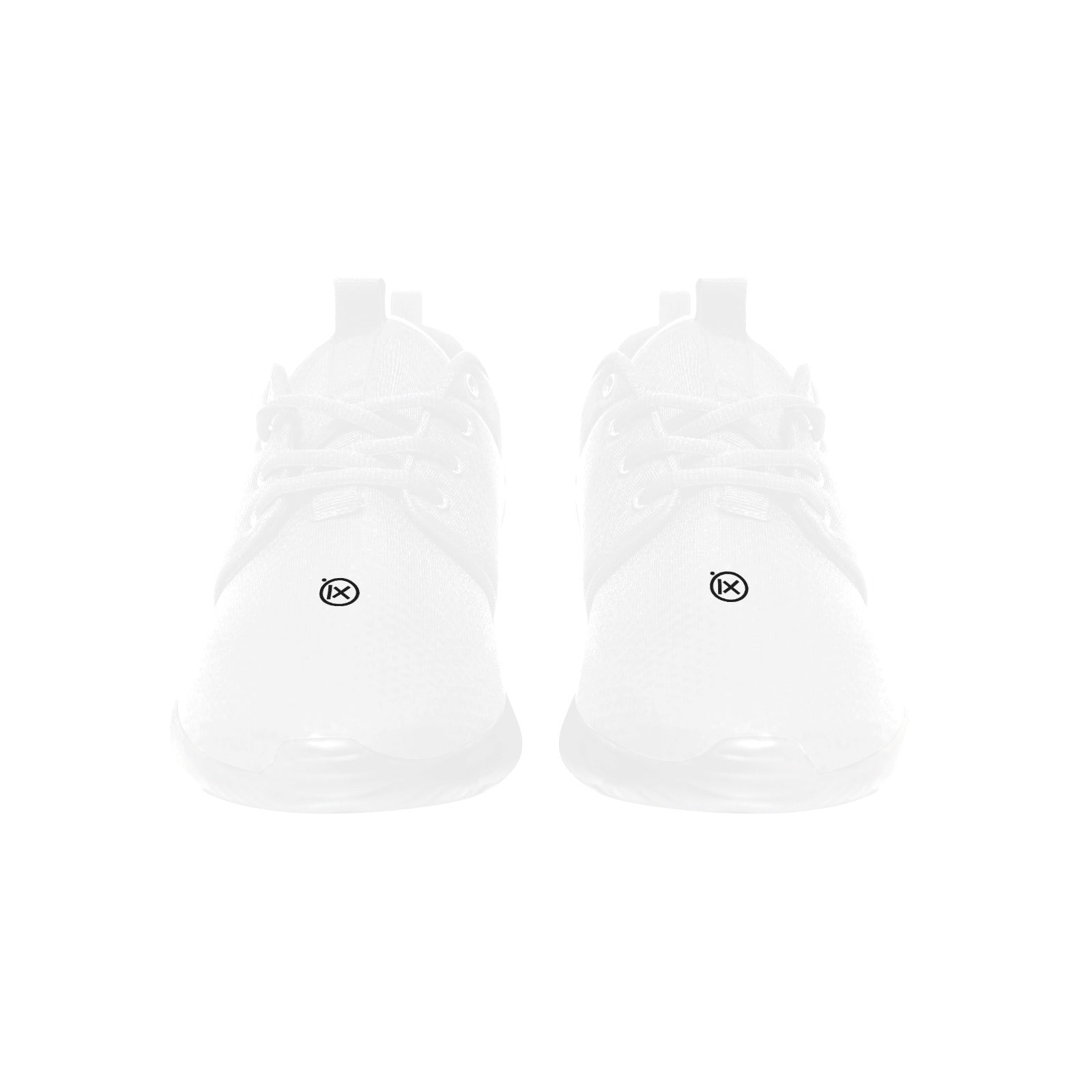 Men's core runner sneakers, white front view with lace eyelets and rubber toe guard