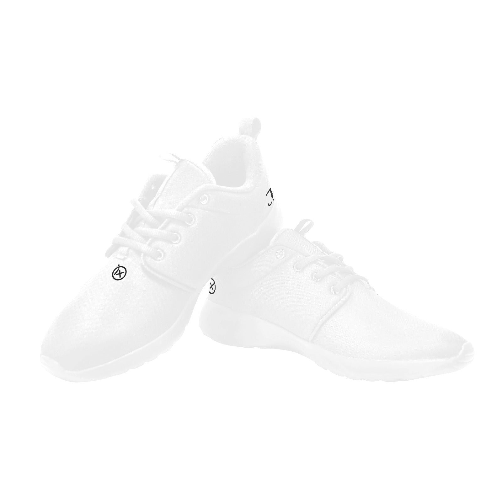 Men's core runner sneakers, white lace-up pair with cushioned collar and rubber sole