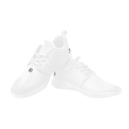 Men's core runner sneakers, white lace-up pair with cushioned collar and rubber sole