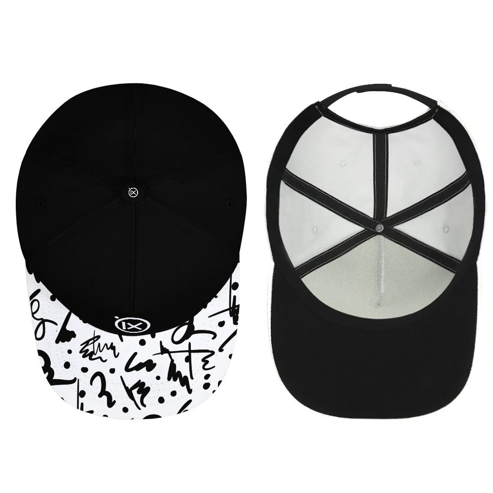 Baseball cap set: black cap with green camo brim and white/black crown cap