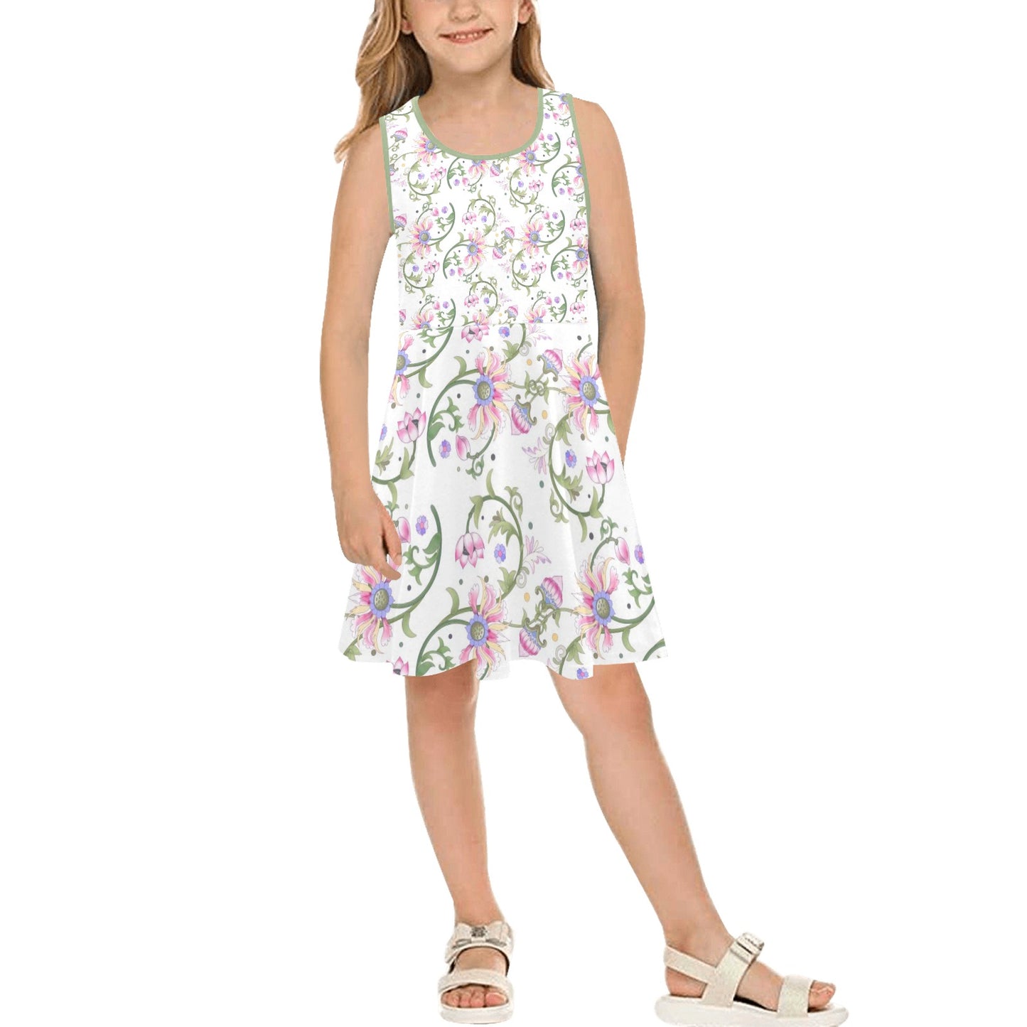 JEBO Kids Girls' Floral Heart Sundress