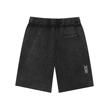 Unisex Mineral Wash Raw Edge Shorts