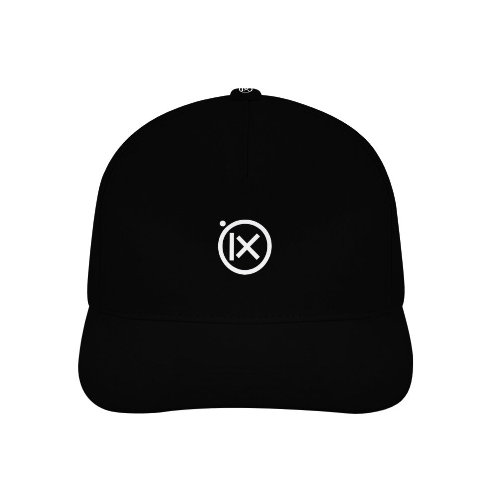 Black baseball cap with white Ix emblem centered on front