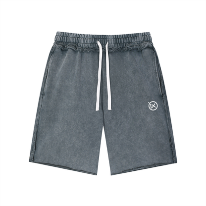Unisex Mineral Wash Raw Edge Shorts
