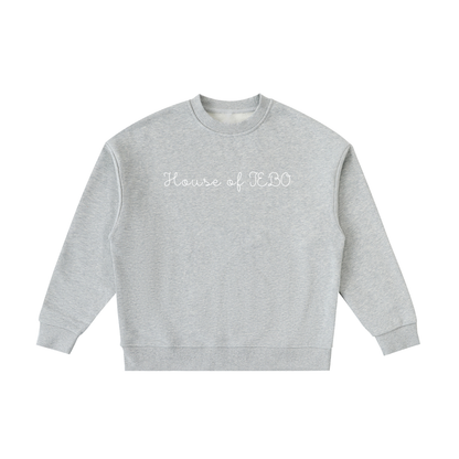 Kids fleece crewneck, light gray, front graphic print