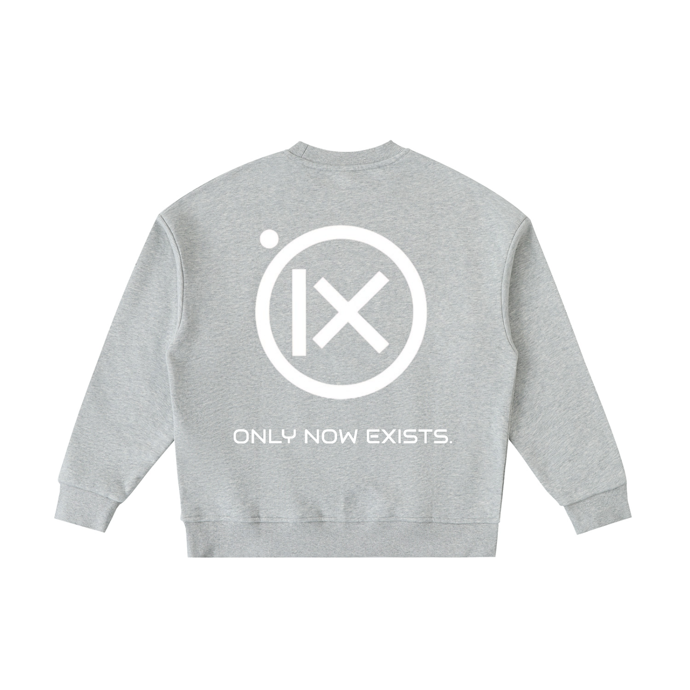 Kids fleece crewneck, light gray, back logo graphic print