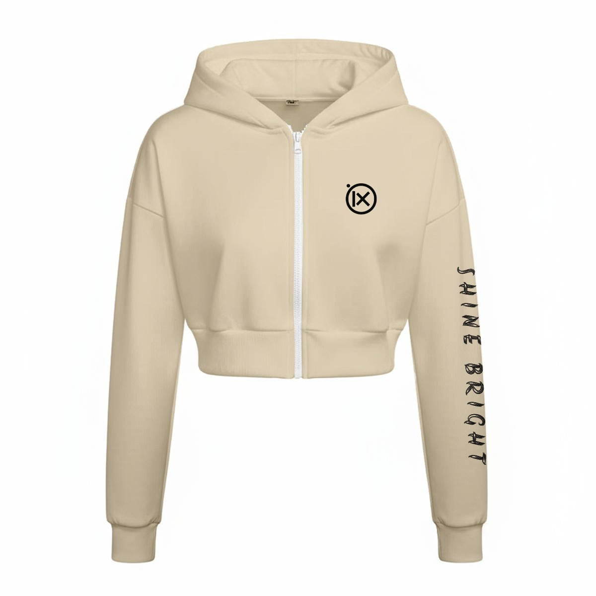 Women’s fleece zip-up hoodie with hood, front zipper, chest IX logo, long sleeves