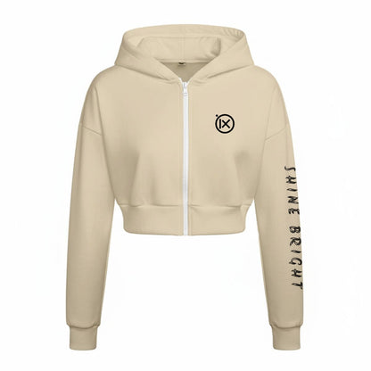 Women’s fleece zip-up hoodie with hood, front zipper, chest IX logo, long sleeves