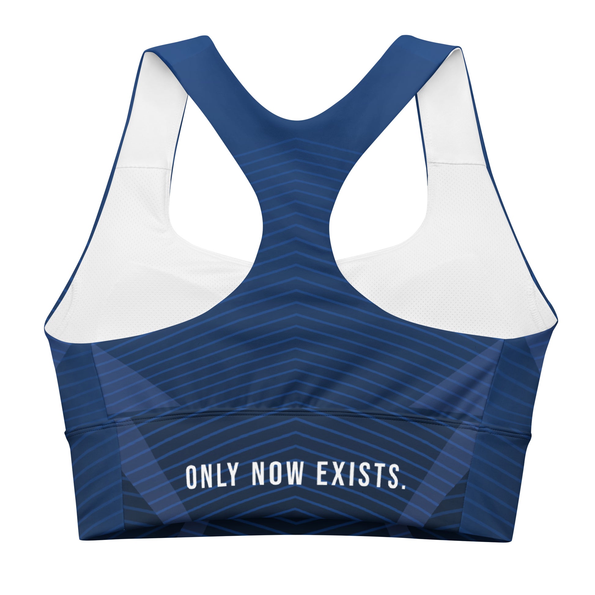 Women’s sports bra (polyester) dark blue with racerback straps and perforated cups