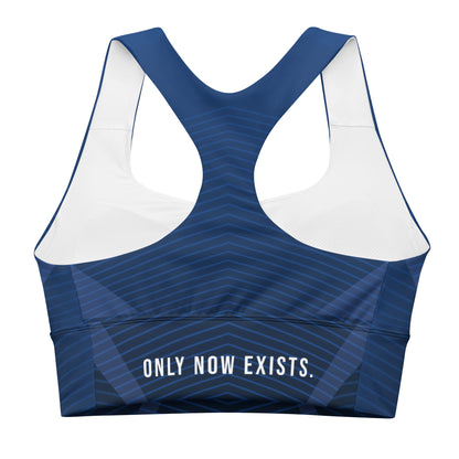 Women’s sports bra (polyester) dark blue with racerback straps and perforated cups
