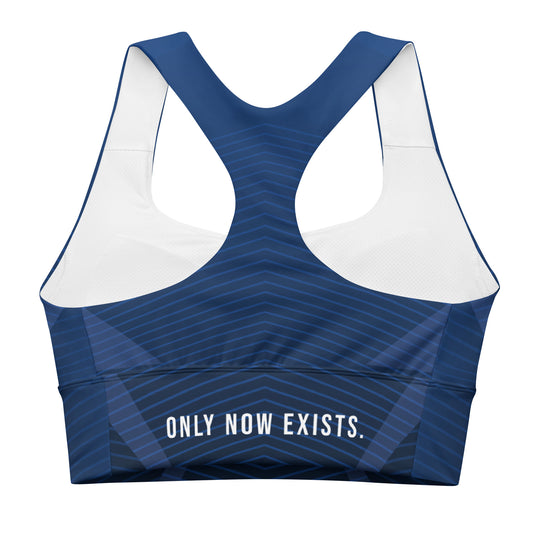 Women’s sports bra (polyester) dark blue with racerback straps and perforated cups