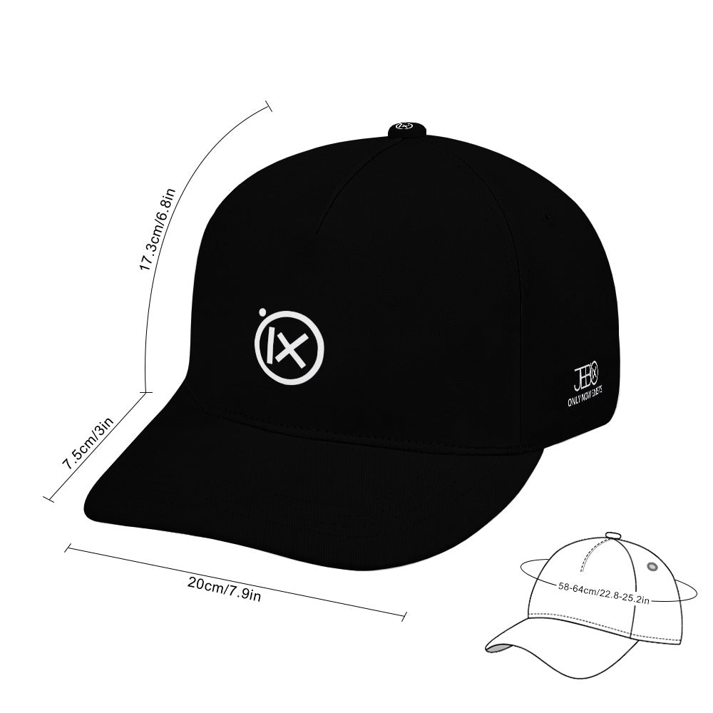 Black baseball cap with Ix logo front and side logo patch