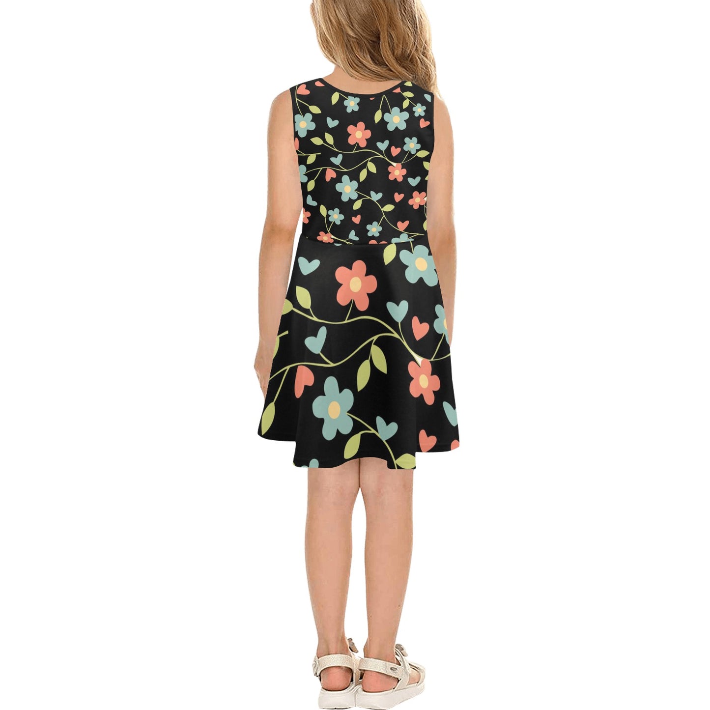 JEBO Kids Girls' Floral Heart Sundress
