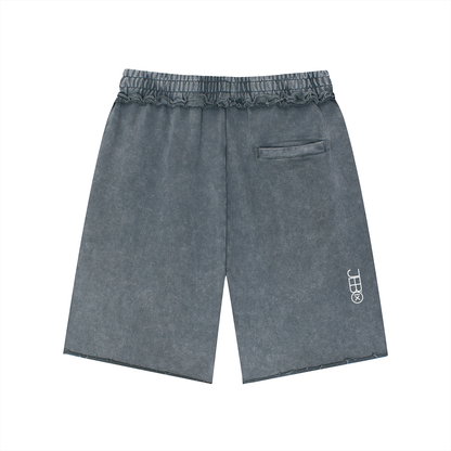 Unisex Mineral Wash Raw Edge Shorts