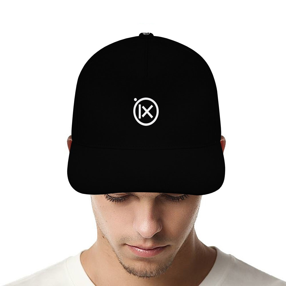 Black baseball cap with small Ix logo patch at the front