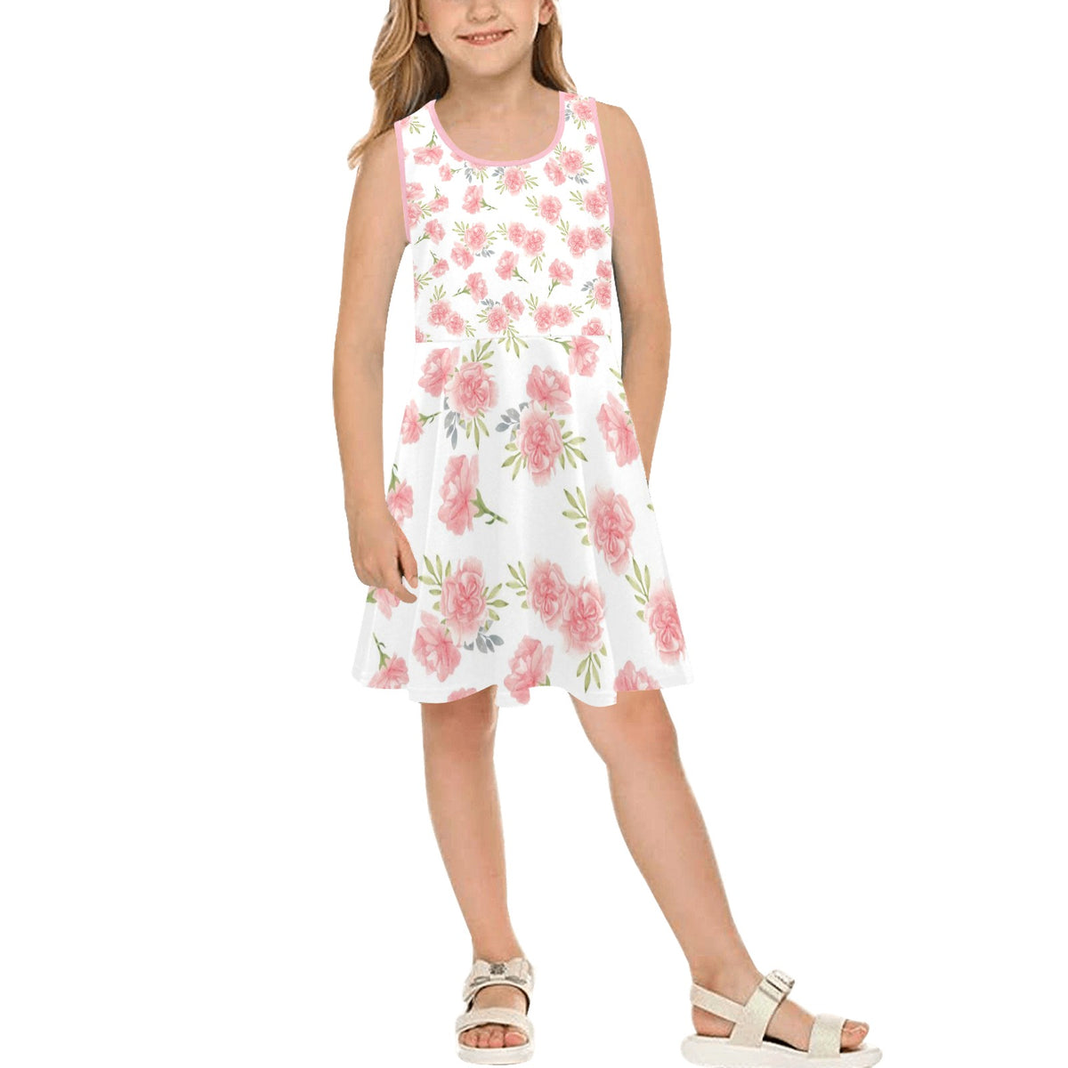 JEBO Kids Girls' Floral Heart Sundress