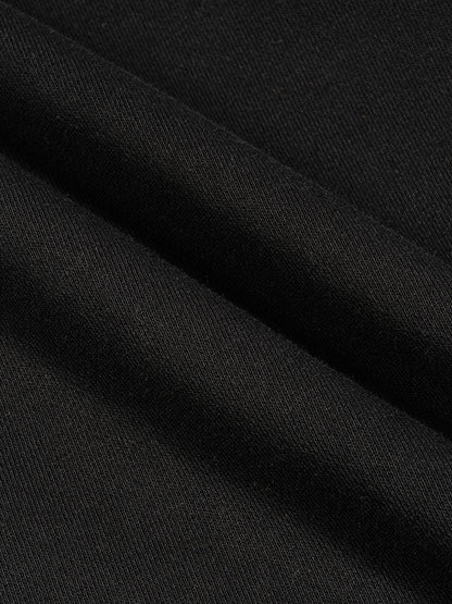 Black French terry boxy tank fabric close-up