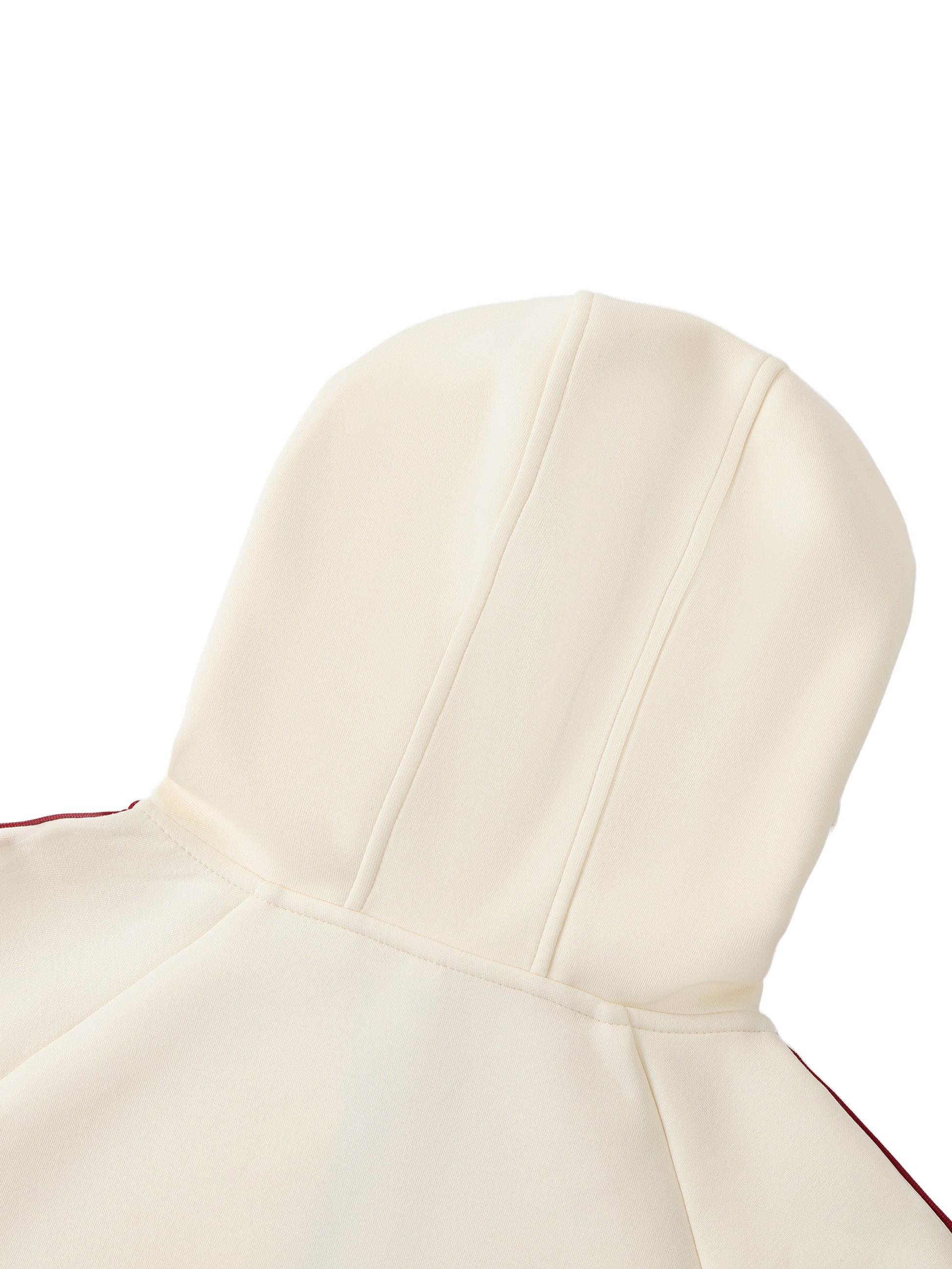 Cream raglan zip hoodie fabric close-up