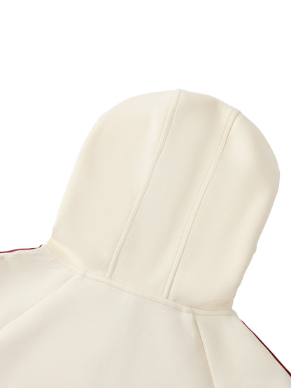Cream raglan zip hoodie fabric close-up