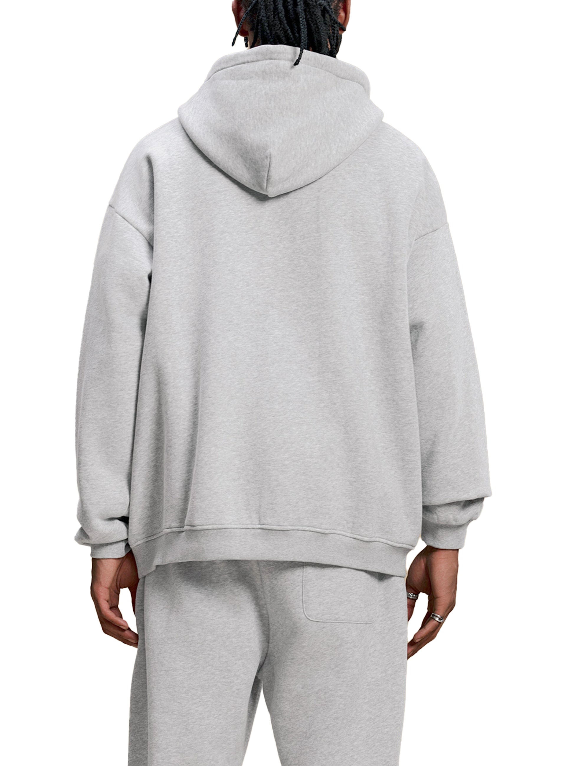 Heather gray contrast pullover hoodie with hood and kangaroo pocket