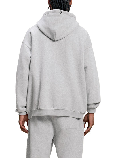 Heather gray contrast pullover hoodie with hood and kangaroo pocket