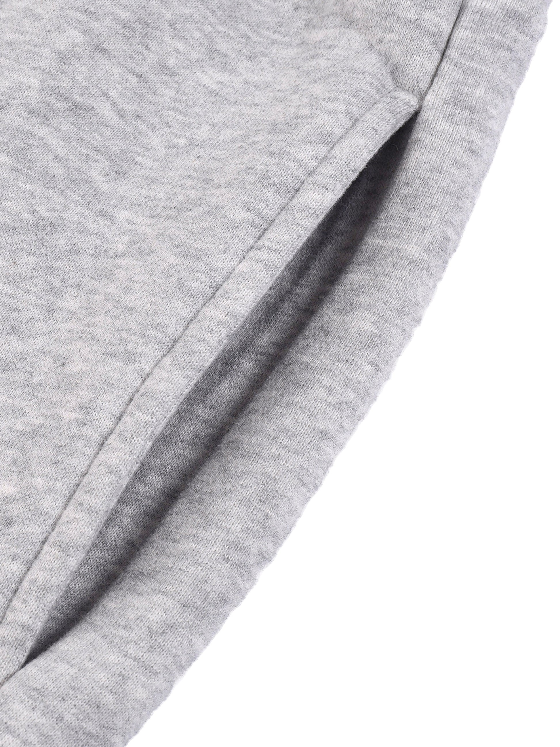 Heather gray joggers close-up of fabric panel seam detail