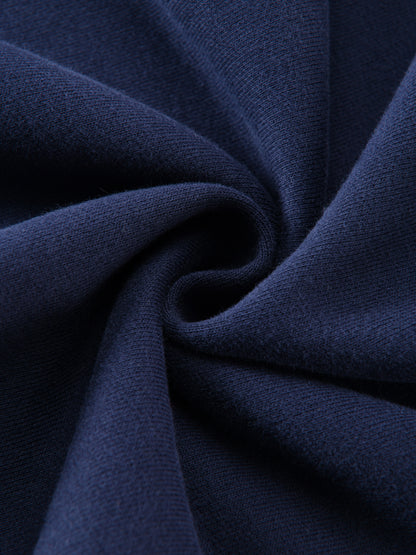 Kids fleece crewneck, navy fleece fabric texture close-up