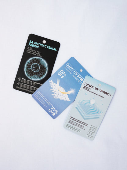 Fabric feature cards for jacket: antibacterial, UV protection, quick-dry