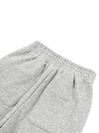 Kids fleece jogger back view with elastic waistband, heather gray