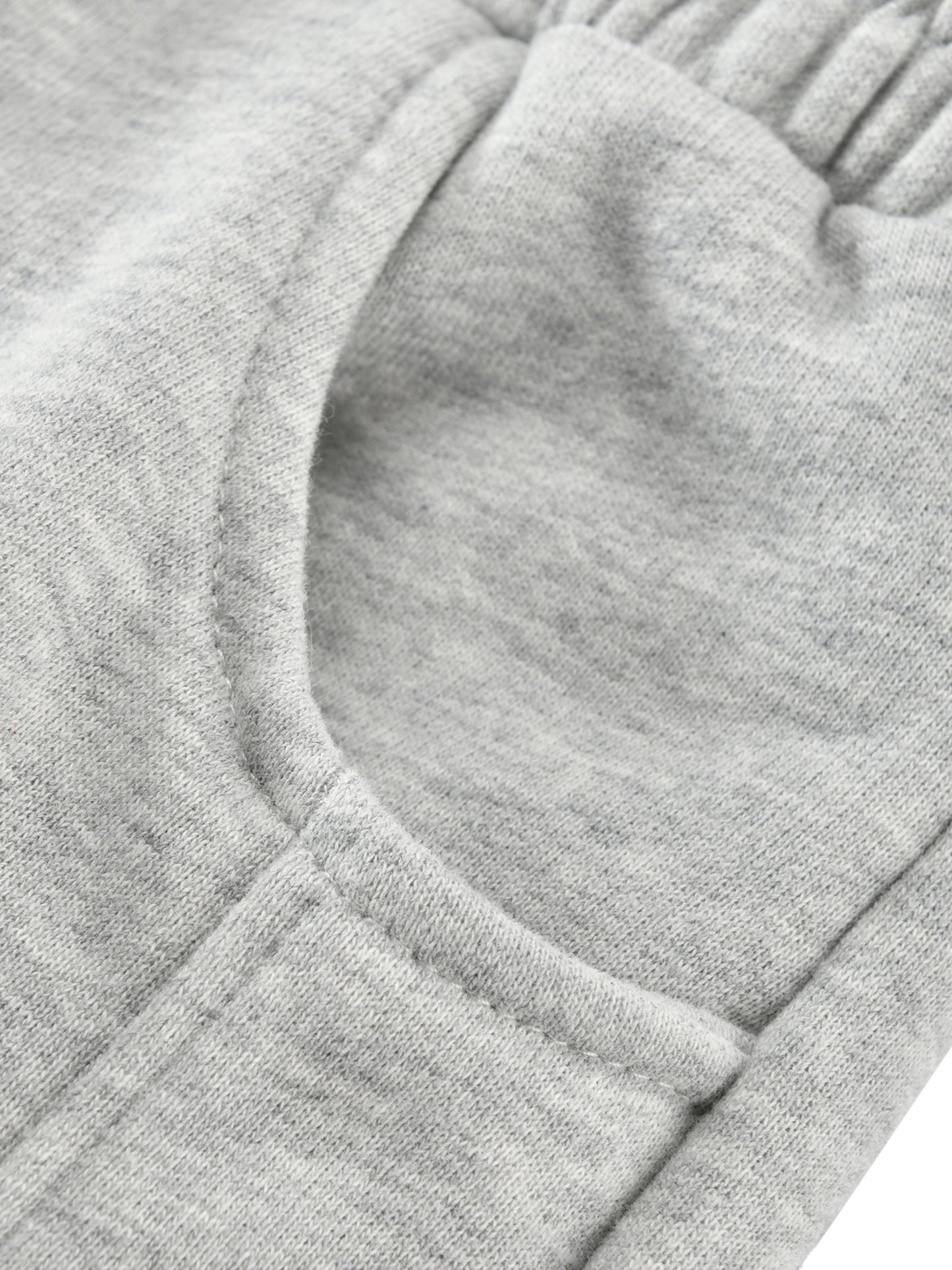 Kids fleece jogger front pocket detail, heather gray