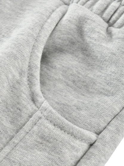 Kids fleece jogger front pocket detail, heather gray