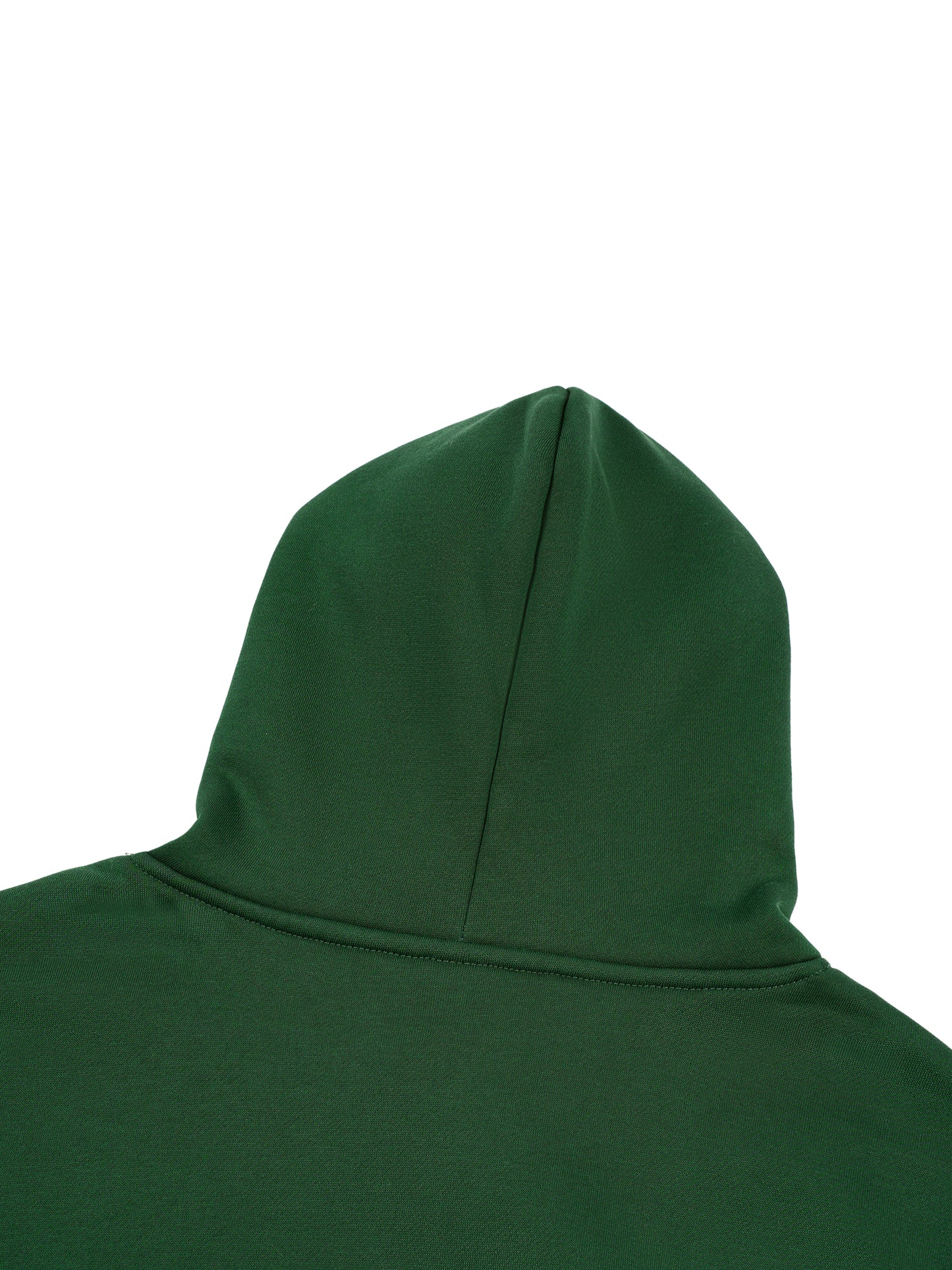 Kids fleece hoodie in green, adjustable hood with ribbed trim
