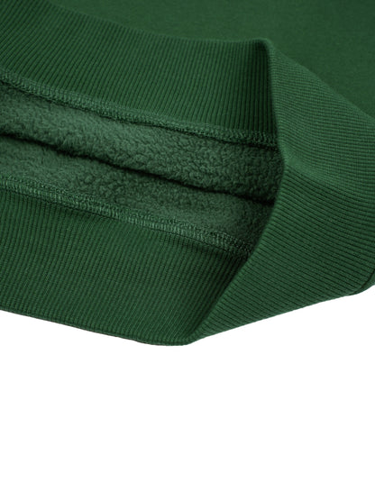 Kids fleece hoodie, green, hem and ribbed cuff seam close-up