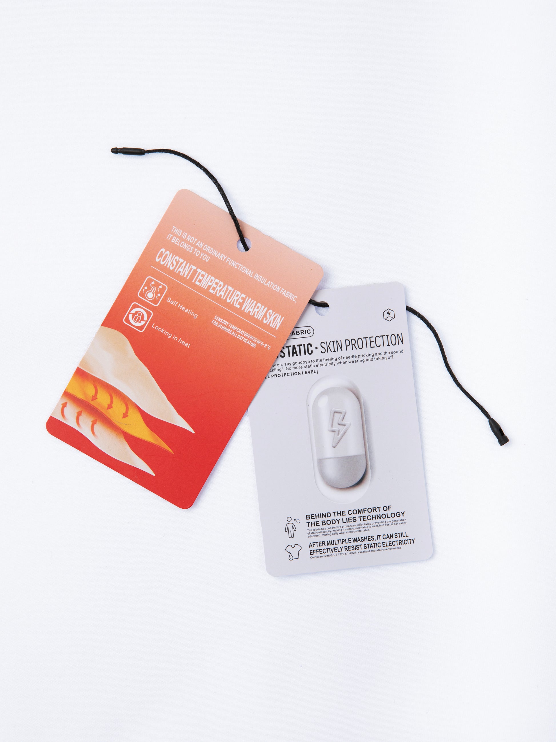 JEBO kids fleece jogger hang tags with care and temperature labels