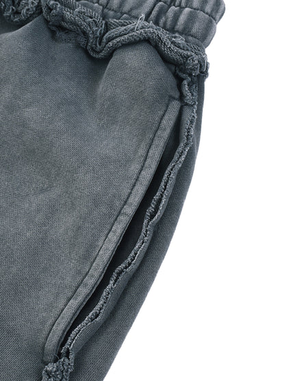 Unisex Mineral Wash Raw Edge Shorts